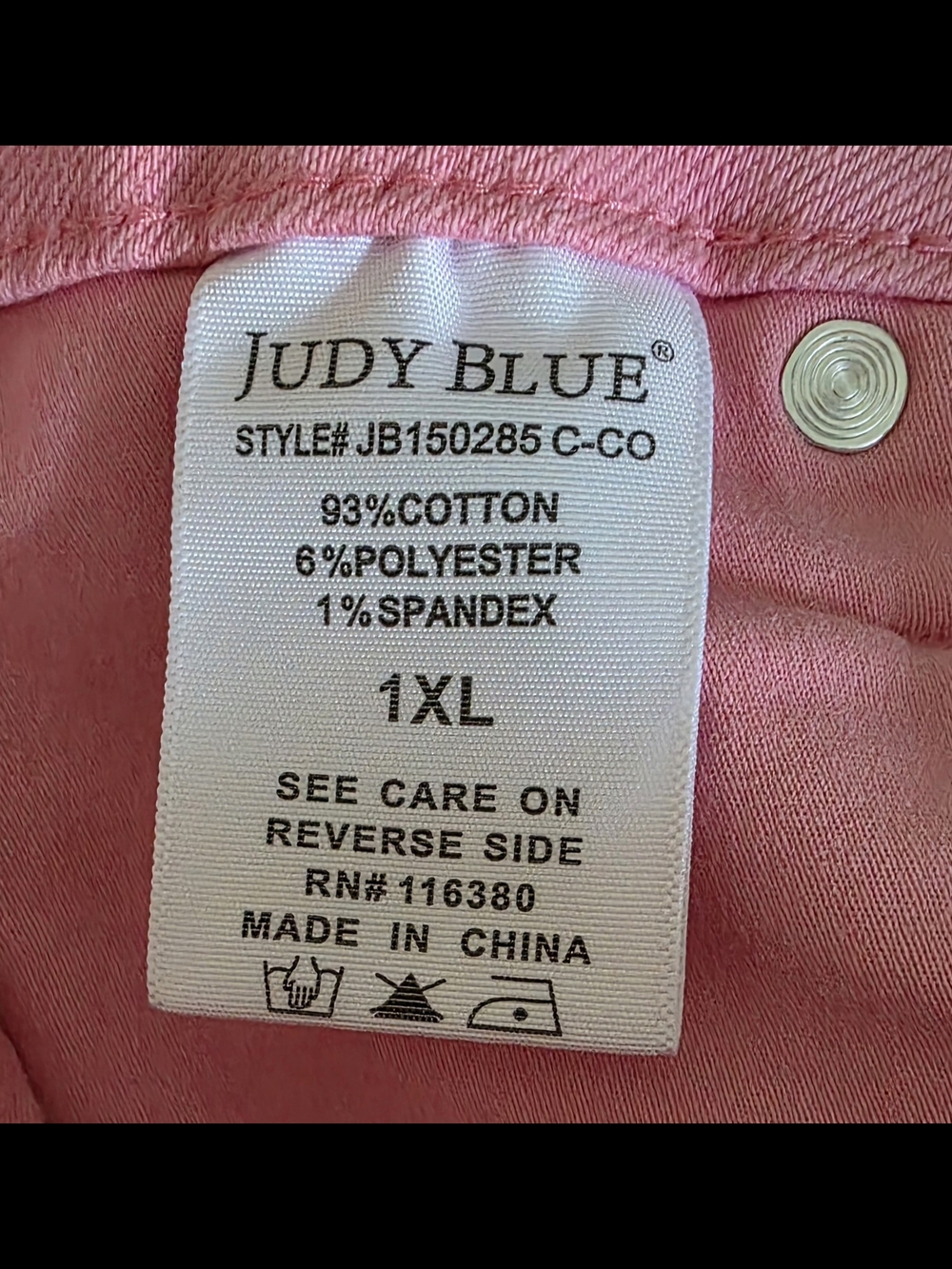 Judy Blue Pink High-Rise Denim Shorts 1xl - Picture 6 of 6